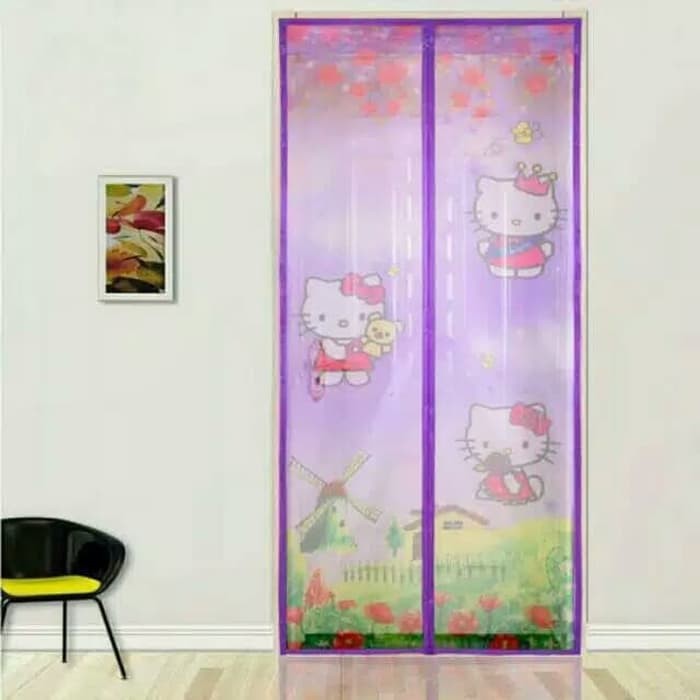 Tirai Magnet Anti Nyamuk Motif Karakter Doraemon, Hello Kitty, Mickey Mouse