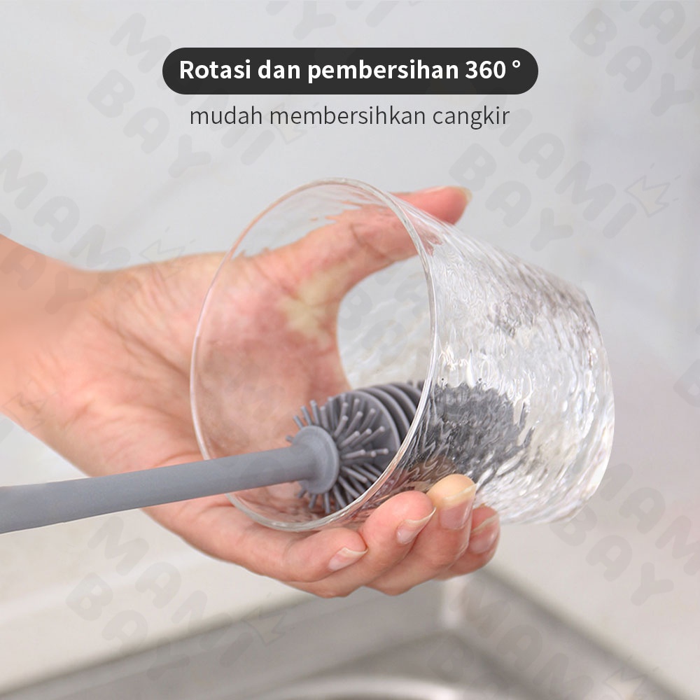 OKEYI Sikat botol silikon 33cm sikat botol panjang tidak akan merusak botol