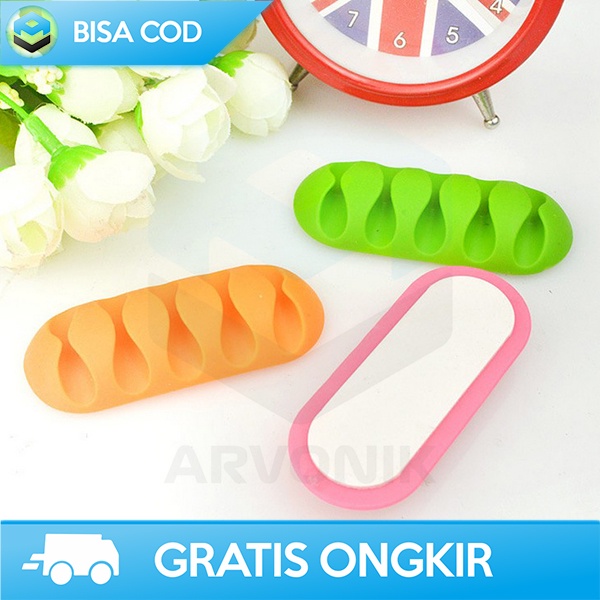 CLIP KABEL DOUBLE TAPE ORGANIZER WARNA WARNI SILICONE 8005 MULTICOLOR