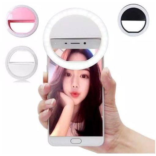 Ring Light Selfie / Lampu Selfie Ring Light Mini jepit HP Gratis Charger
