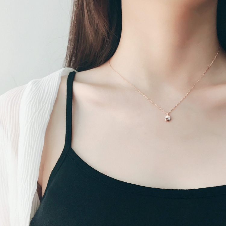 Kalung wanita kecil kacang emas rantai klavikula hari s925 Kalung wanita kecil kacang emas rantai klavikula hari s925