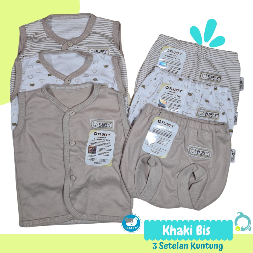 FLUFFY / LIBBY / VELVET (Khaki) Paket Baju Bayi Baru Lahir, Paket Murah Lengkap newborn,  stelan Size 0-3 &amp; Size S