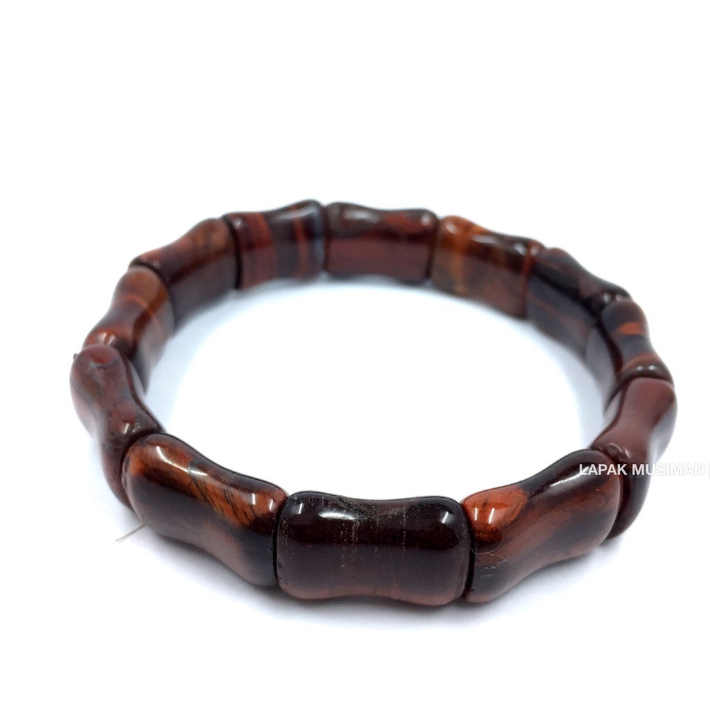 [Bayar di Tempat] GELANG BATU RED TIGER EYE MATA HARIMAU MERAH MODEL BAMBU