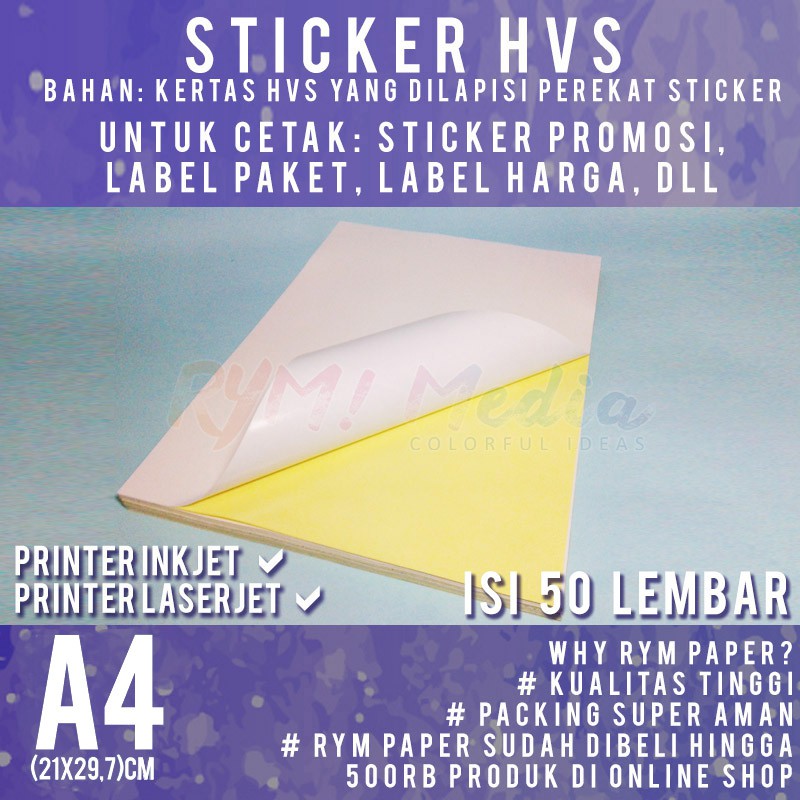 

HJK Sticker HVS A4 isi 50 Lembar / Kertas Stiker Inkjet Doff Matte A4