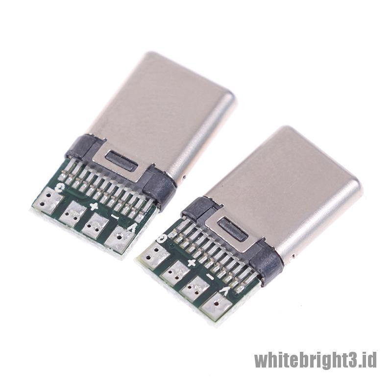 &lt; White3 &gt; 5 / 10Pcs Konektor Kabel USB 3.1 Tipe C Male DIY