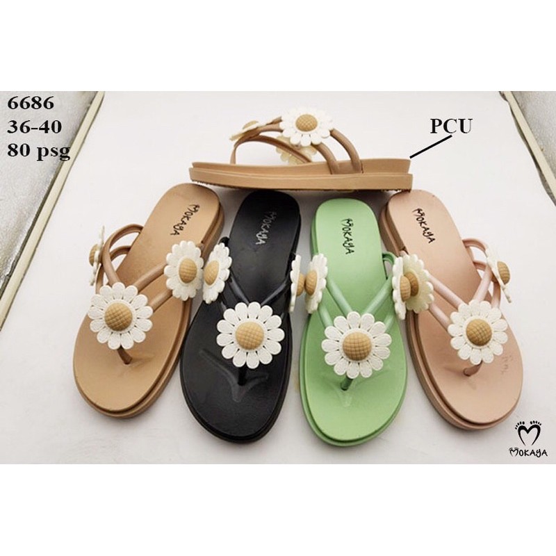 Sandal Japit Tali Bunga Matahari Import Mokaya 6686