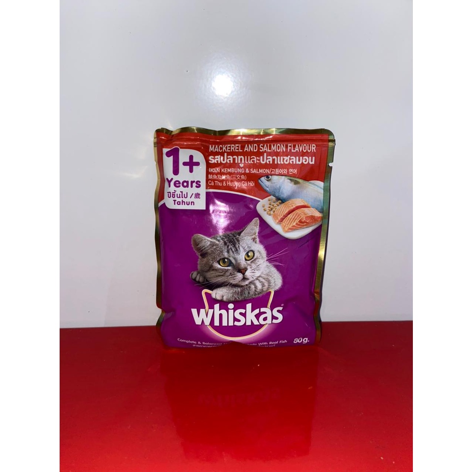 Whiskas Pouch Adult Mackerel 85gr Makanan kucing basah