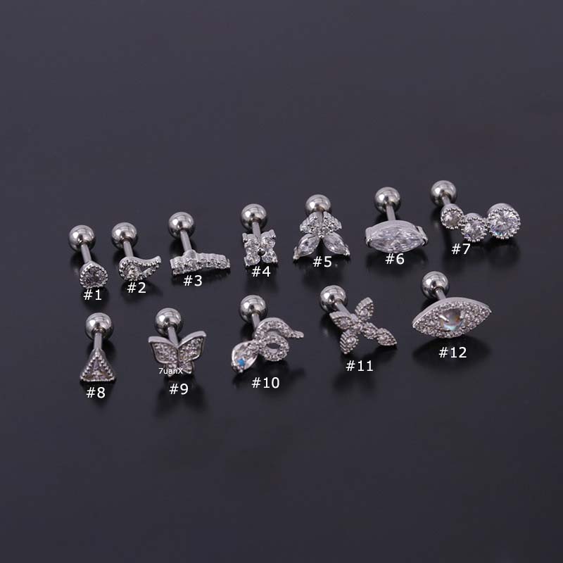 1pc Anting Tindik Tulang Rawan Telinga Bentuk Kupu-Kupu Bahan Stainless Steel 16gauge