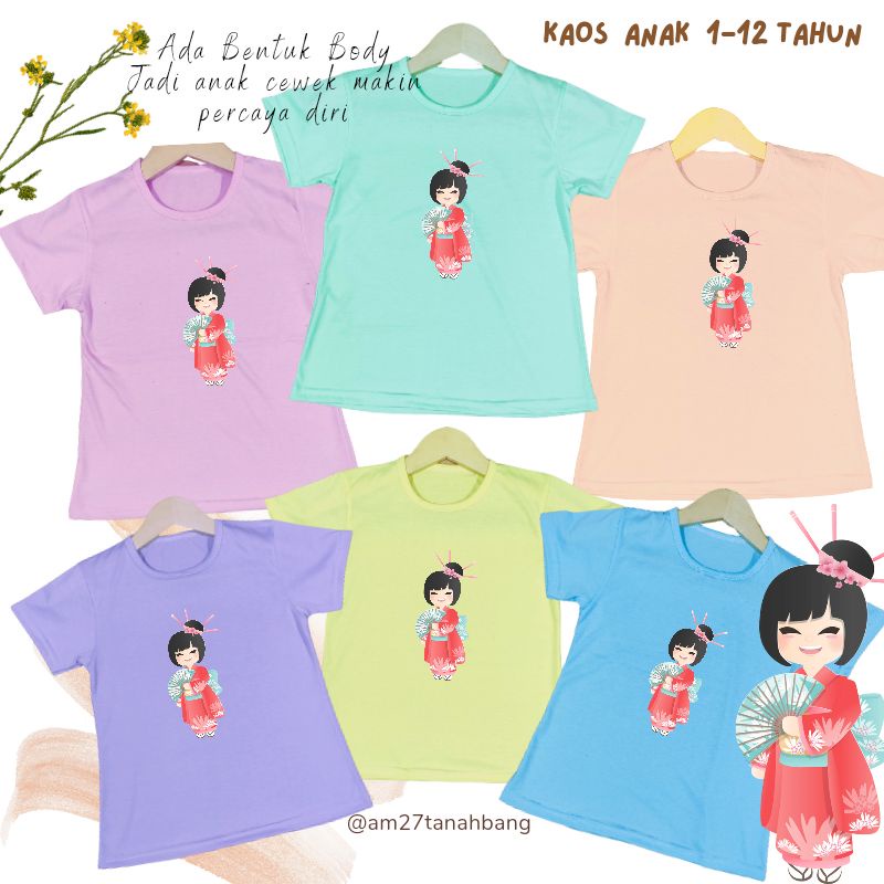 Baju Kaos Anak Cewek 1-12 tahun sampai Dewasa Jumbo JAPANESSE