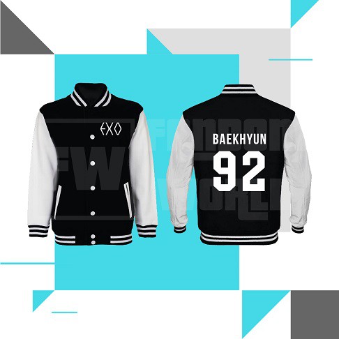 Exo Kpop Merch - Exo Custom Jacket - Exo Member Birth Year Varsity Jacket / Jaket Varsity Custom