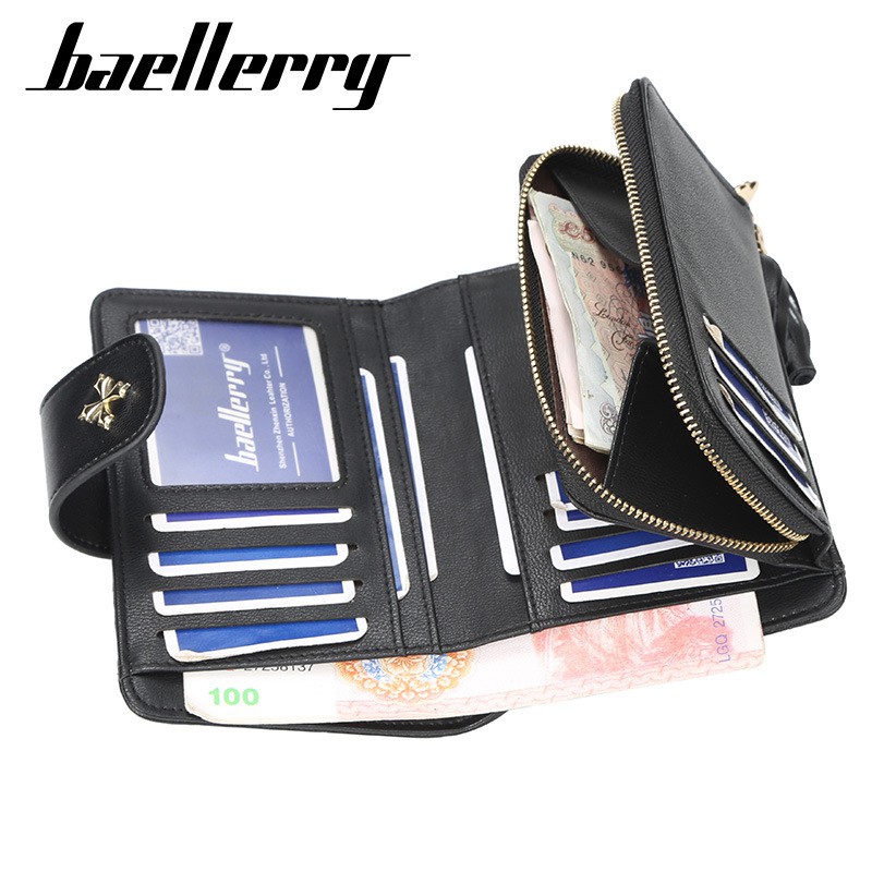 DOMPET WANITA BAELLERRY ORIGINAL HITAM KULIT LIPAT KECIL IMPORT MURAH PREMIUM BRANDED HAYES WA130B5