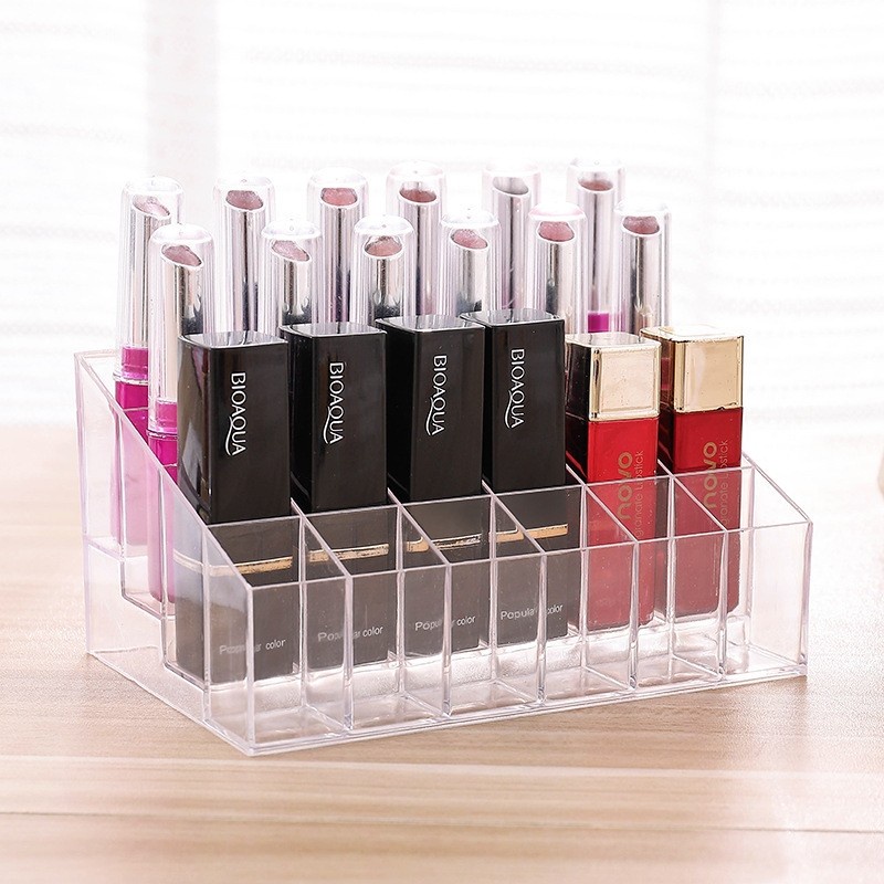 Rak Lipstik 24 slot / Tempat Penyimpanan Lipstick / Make Up Organizer / Rak Kosmetik Lipstik Acrylic 24slot