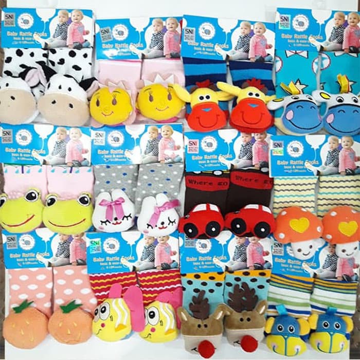 OT1845 - Kaos Kaki Boneka Rattle Bayi Newborn
