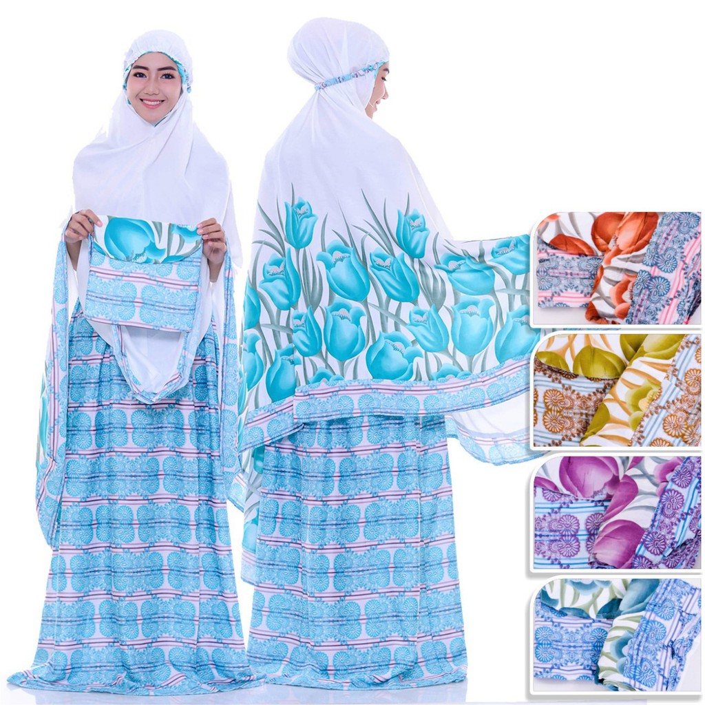 Mukena Bali Motif Bunga Tulip Warna Rayon Rotary HQ Rempel Jumbo