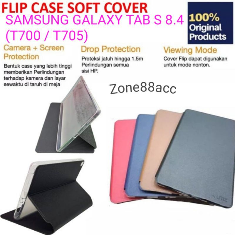 Sarung Samsung Galaxy Tab S 8.4 T700 T705 Flipcover Leather Case Folio Flip Book Cover Casing UME