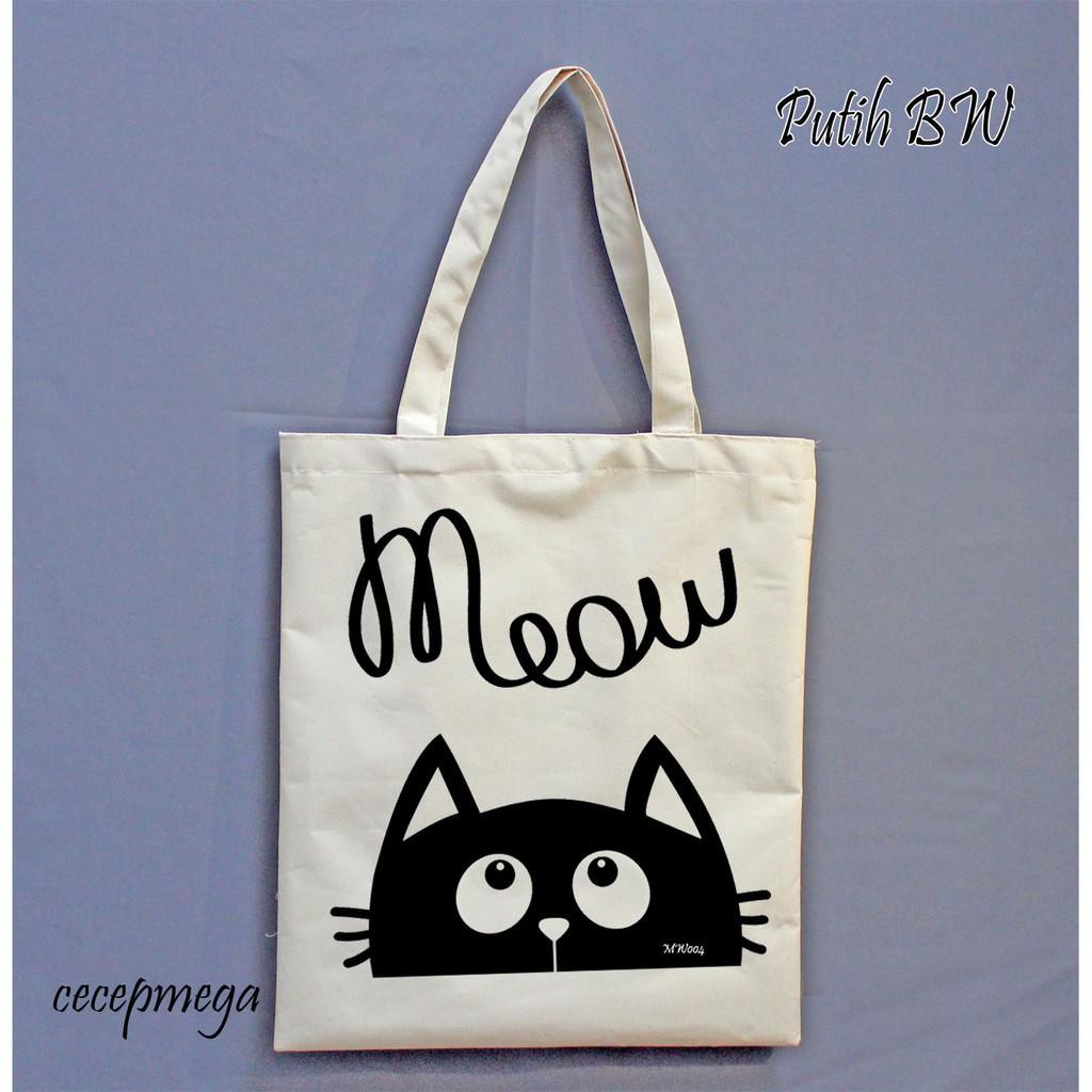 Jual Totebag meow desain MW004 Diskon