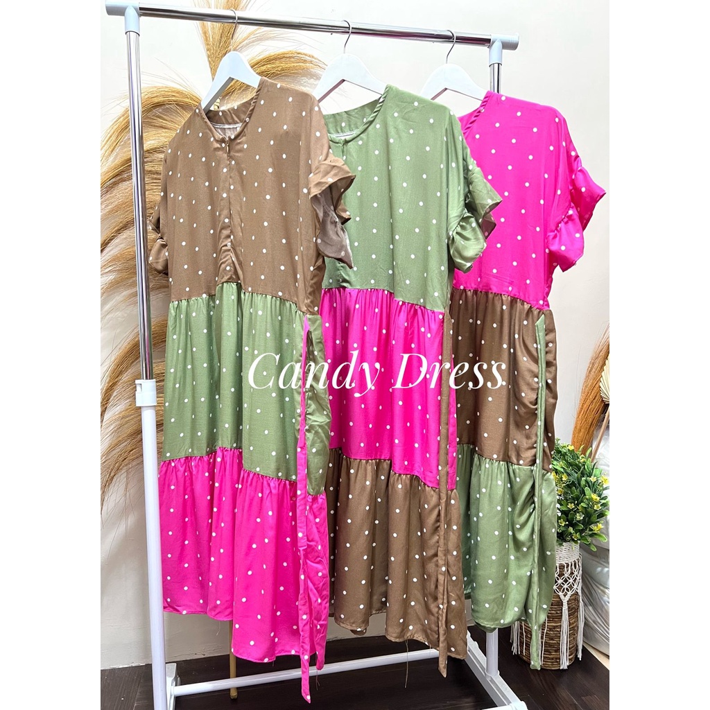 Candy Dress Pelangi Daster Jumbo Busui Terbaru