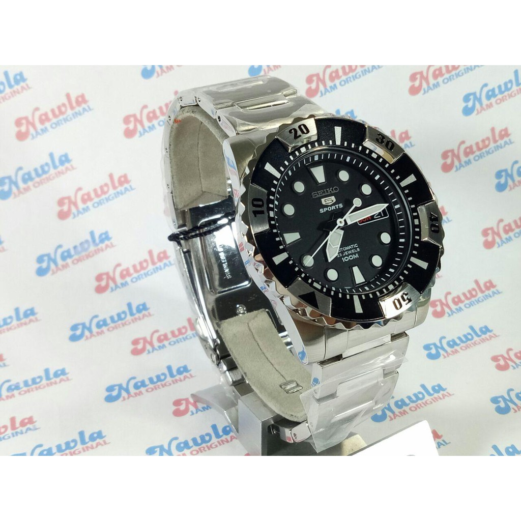 Seiko 5 Sports SNZJ13K1 Stainless Steel Black Dial | Jam Pria SNZJ13