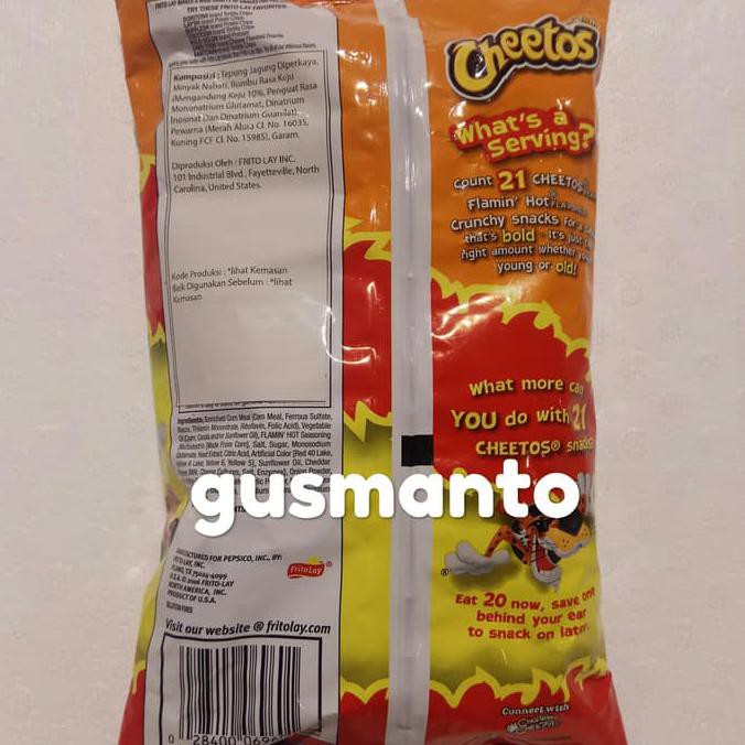 

Dijual Cheetos Flaming Hot Crunchy Cheese 8 Oz 226.8Gr Terlaris