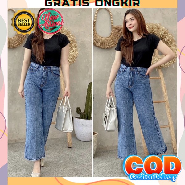 Celana Kulot Jeans Wanita Jins Highwaist Murah Cewek Cewe Bisa Cod Jeans Celana Panjang Jens Cewek I