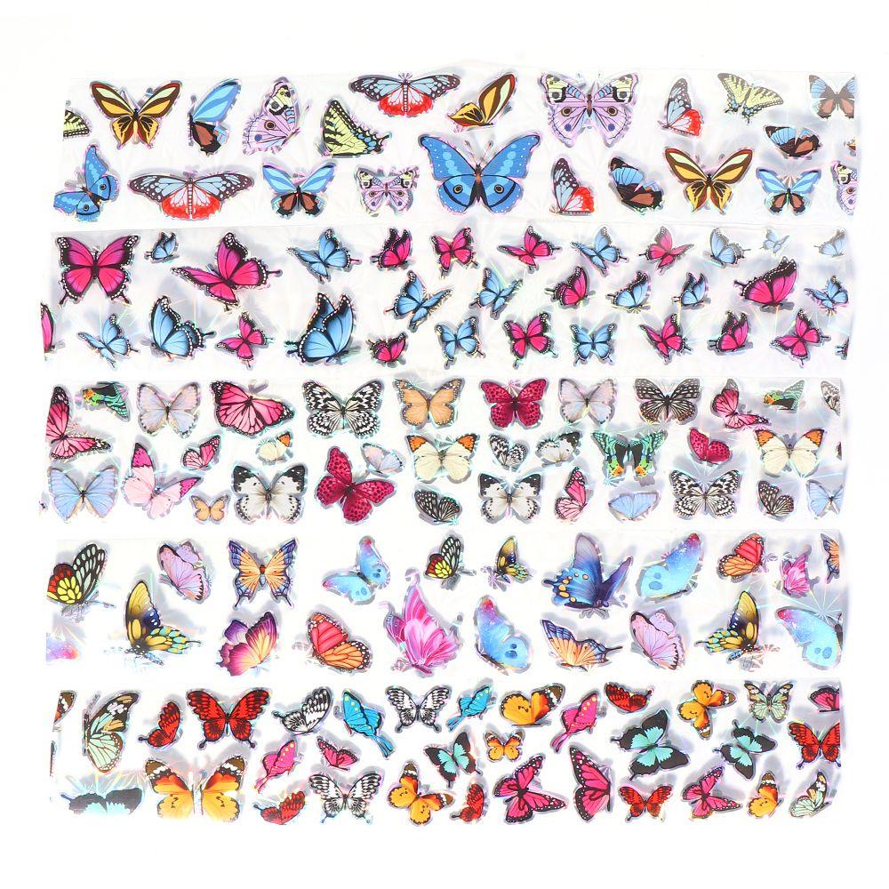 R-flower 10pcs Stiker Kuku Nail Art Tips Perekat Sticker Starry Paper Butterfly