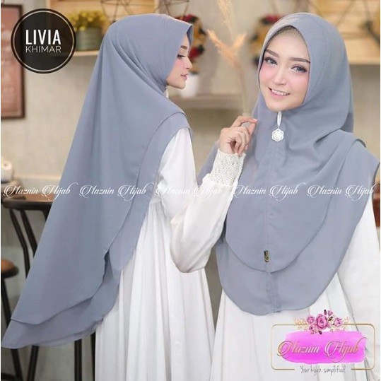 (PROMO) KHIMAR LIVIA 2LAYER OVAL / KHIMAR 2 LAYER PED ANTEM / HIJAB KHIMAR INSTAN