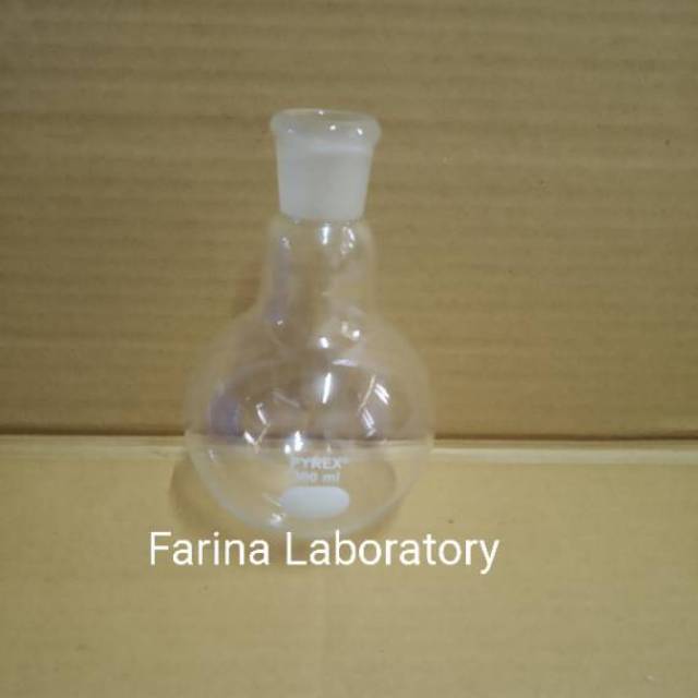 Boiling Flask-Labu Didih 300ml Ns29/32 Flat Bottom Pyrex