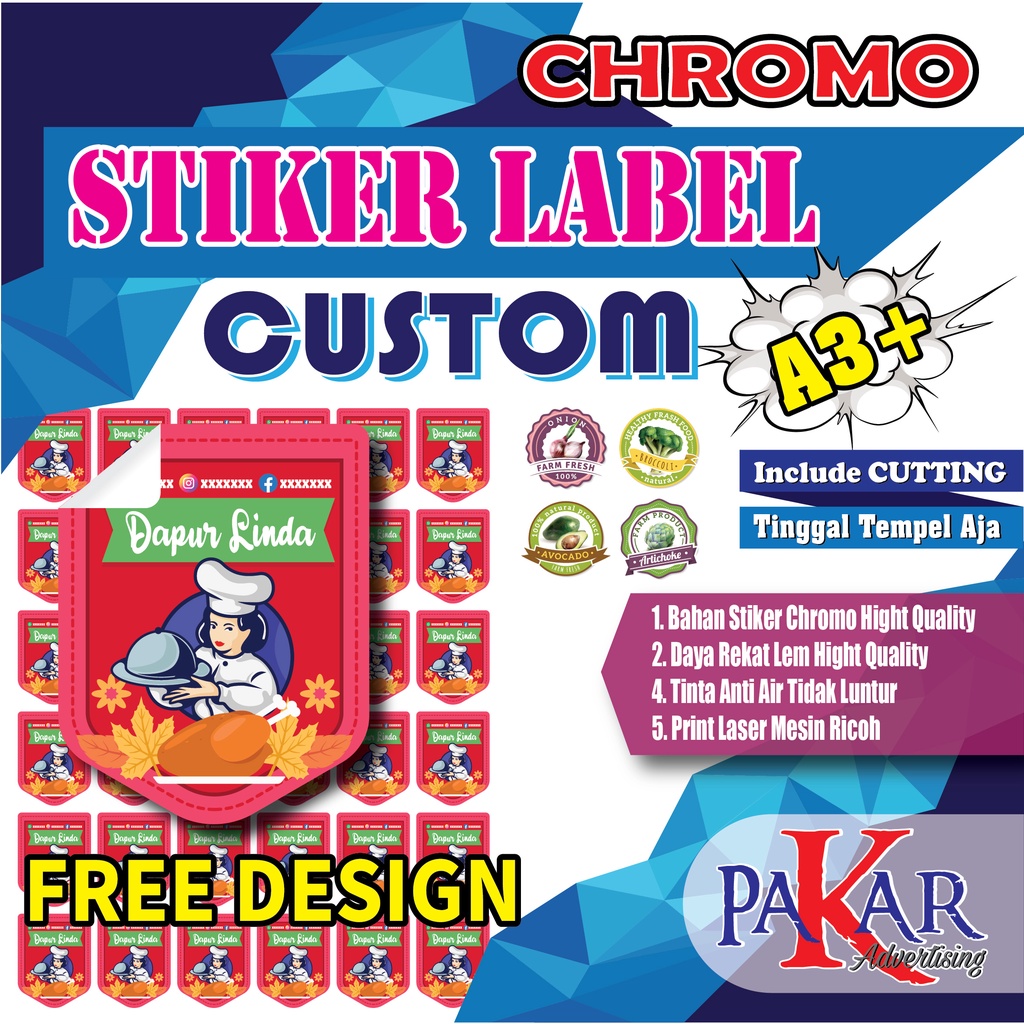 

STIKER LABEL CHROMO / STIKER KEMASAN / STIKER CUTTING MURAH JAKARTA