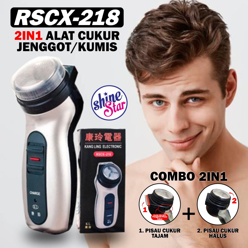 SHINE STAR - [BISA COD] Alat Cukur Raambut Kumis dan Jenggot Brewok Elektrik Cas KANG LING RSCX-218 Travel Rechargeable (tanpa Kabel) / Hair Clipper Detailer