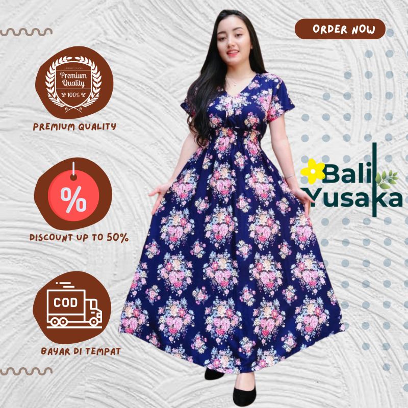 Dress Daster Panjang Cassandra Motif Bunga Coconut Lengan Pendek Rayon Super Premium Bali Terbaru Kekinian Pakaian Baju Dres Murah Wanita Cewek Perempuan Ibu Ibuk Hamil Dan Menyusui Termurah Grosir Casual XL Jumbo Lokal Santai Adem Busui Ori Maxi Muslim
