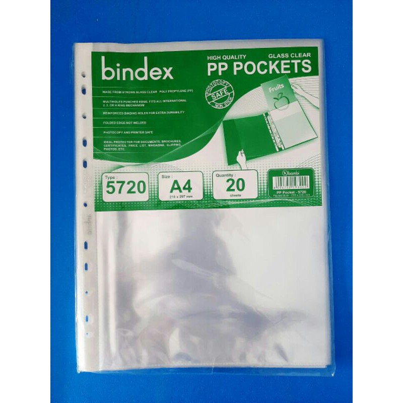 

PP POCKET / PLASTIC POCKET A4 merk BINDEX 5720