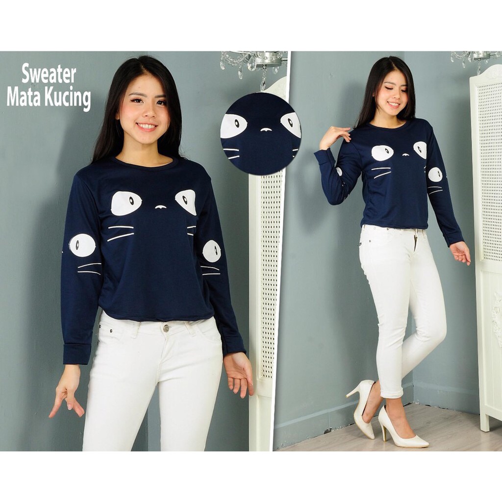 Sweater Hoodie Crop MATA KUCING