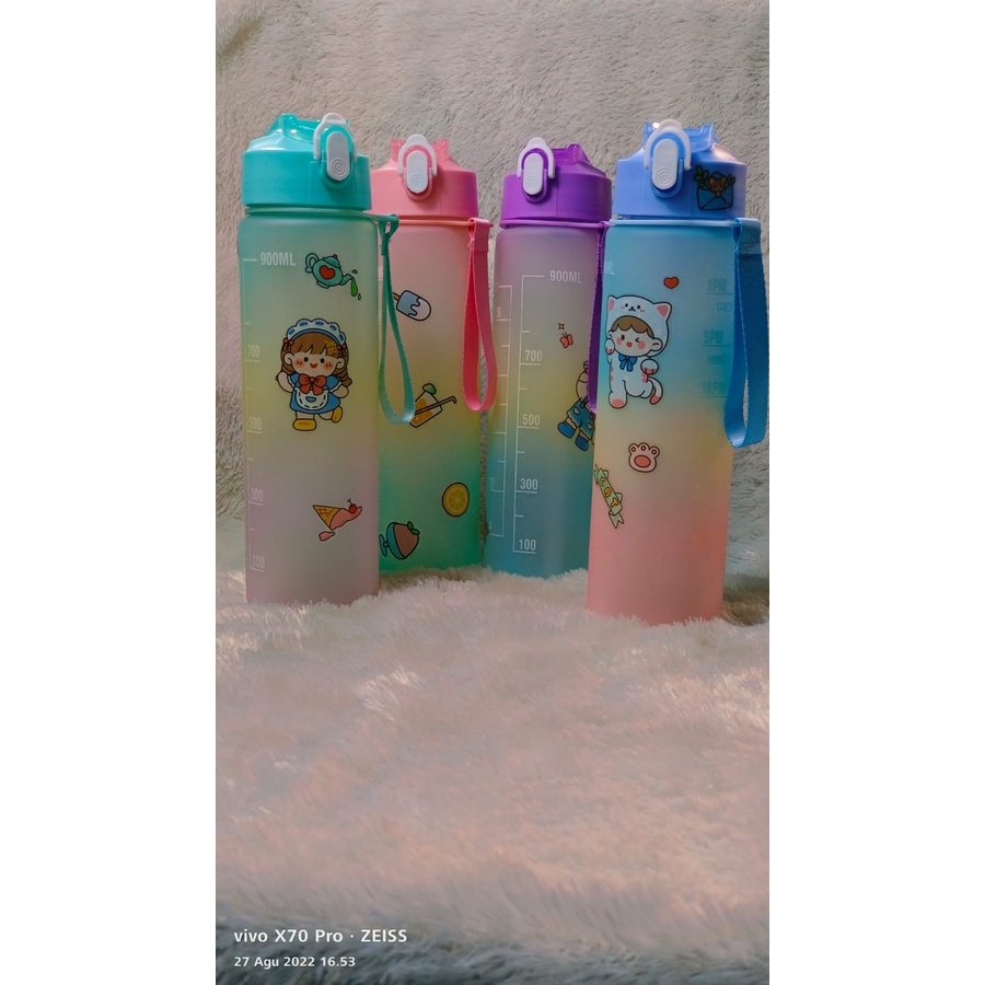 botol minum gradasi warna kapasitas 900 ml , botol  minum lucu