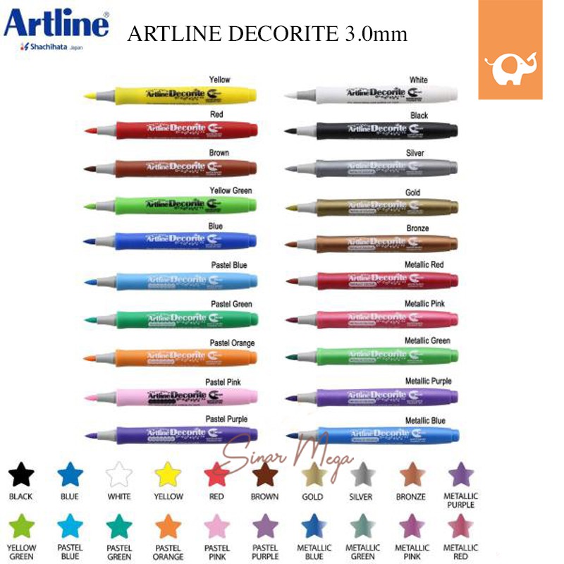 

Artline Decorite Colours Marker 3.0mm / Bullet Tip 3.0mm EDF-3 / EDFM-3