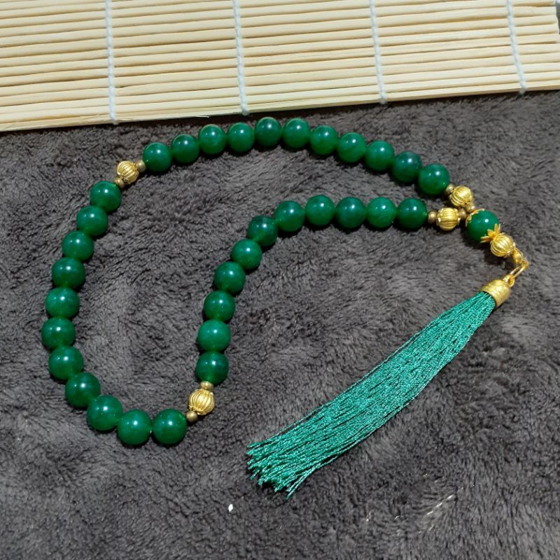 Tasbih Batu Giok Hijau 33 Butir 10mm Original Stone