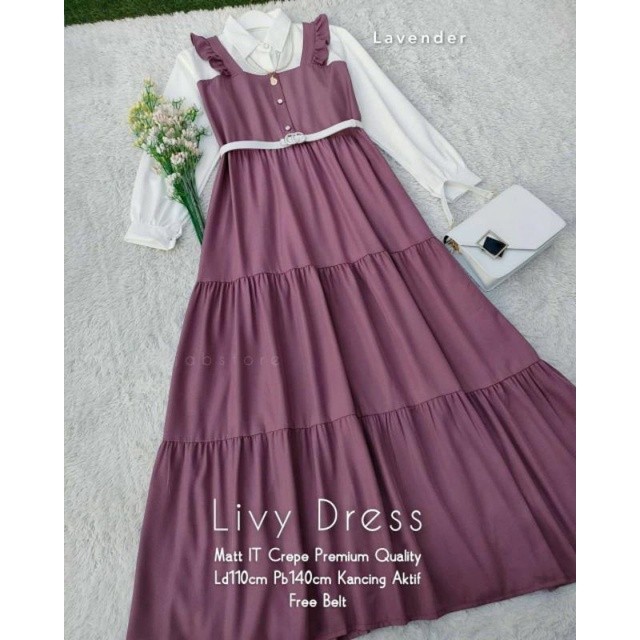 LIVY DRESS / Gamis remaja dewasa kekinian korean style / BUSUI FRIENDL-lavender