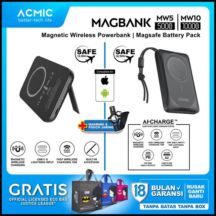 Acmic Magbank Magsafe Battery Pack Wireless Powerbank Apple & Android
