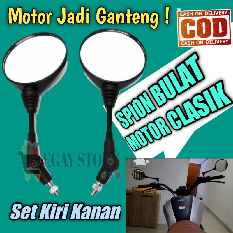 Kaca Spion Motor Bulat Klasik Clasic Spion Motor Beat Aksesoris Motor Sepion Motor Custom Set Murah