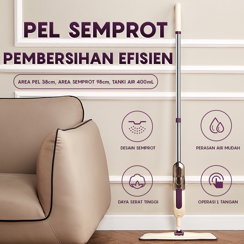 Alat Pel Semprot spray mop Otomatis Dengan Tangki Penampungan Air / Alat Pel Praktis Tongkat (TB-6)