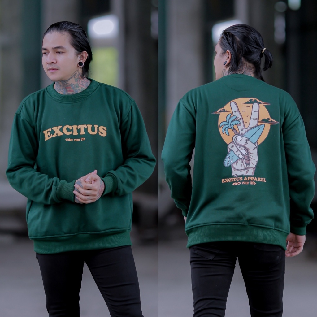 Excitus Sweatshirt Crewnek Pria Crunek Laki Laki Crewneck Cowok Cn Cowo Krunek Distro Laki Keren Mur