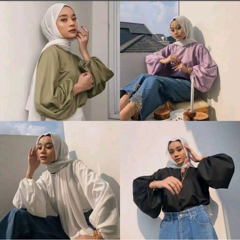 (COD) LUNE BLOUSE LENGAN BALON/ATASAN LENGAN BALON/LUNA BOUSE/Yoora bluse/LUNE TOP/balena blouse