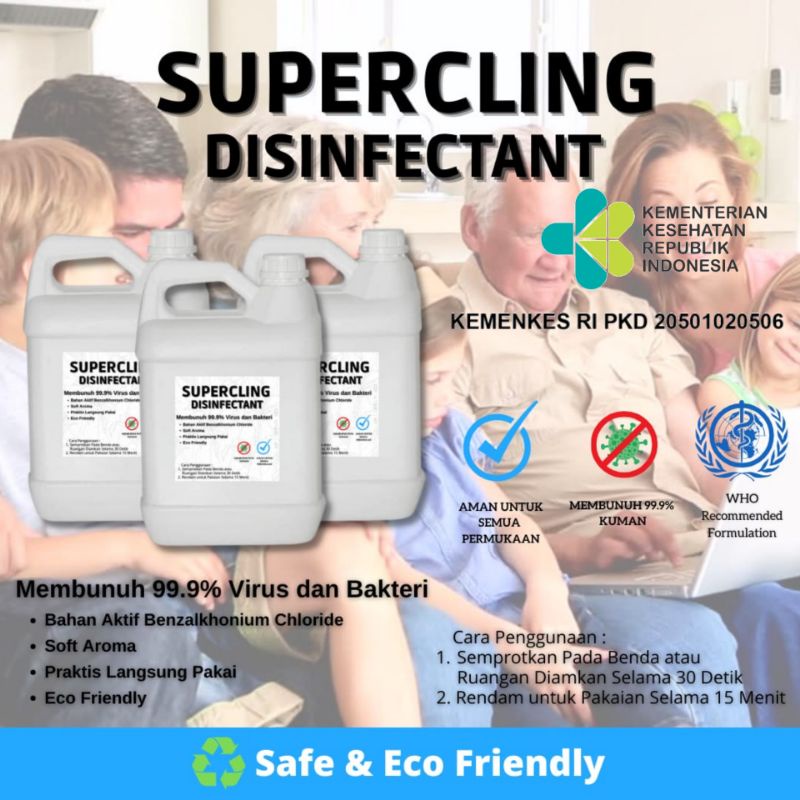 Disinfektan Antibakteri 5 Liter / Eco Friendly / Desinfektan Ruangan dan Barang Aman untuk Kulit