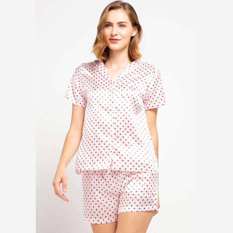 Anne Wintours Pyjama Set Satin Short Sleeve Short Pants Sleepwear Wanita