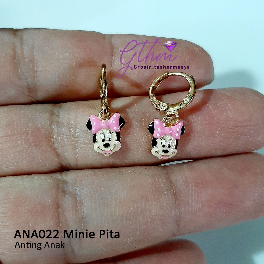 Anting Anak Miky Minie Klip Gold Plated Jewelry Perhiasan fashion Import Premium Anti karat Aman dan Cocok untuk anak-anak dan remaja ana022 GTHM