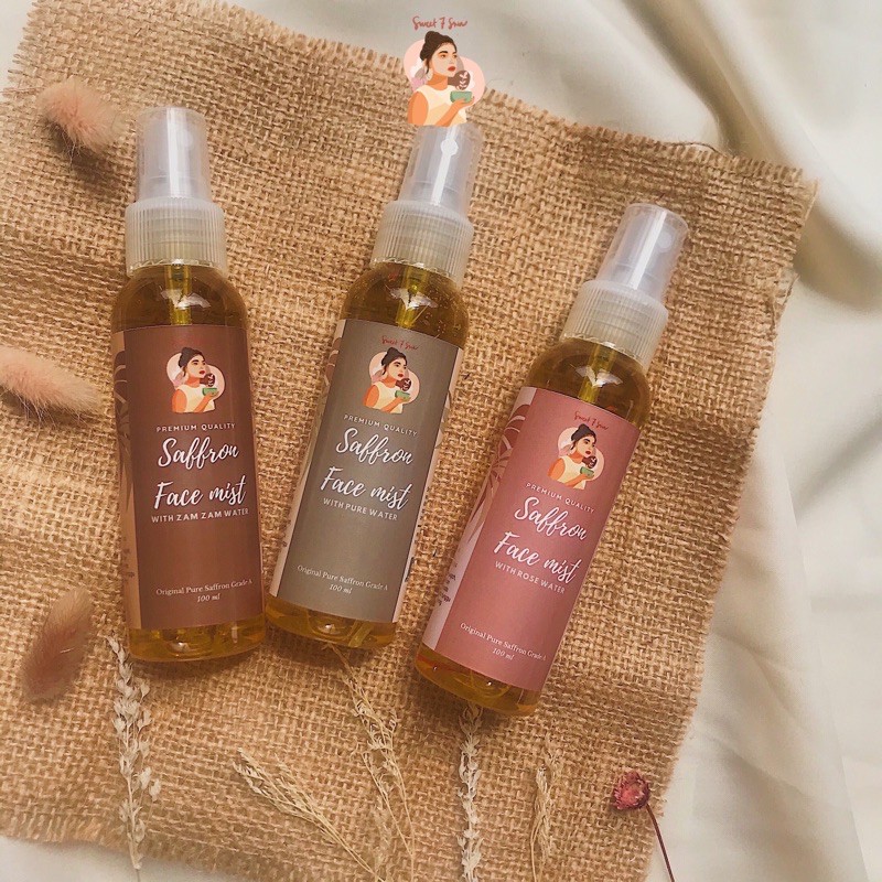 Saffron Face Mist ZamZam by Sweet7Skin | Premium Quality Saffron Rose Water Toner Spray 100ml 60ml