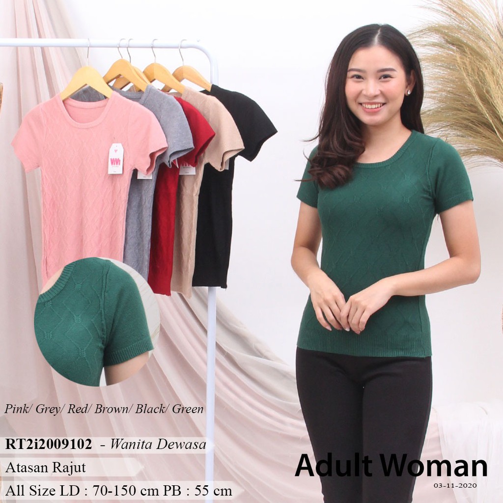 Kaos Rajut Wanita O Rib Rajut Import