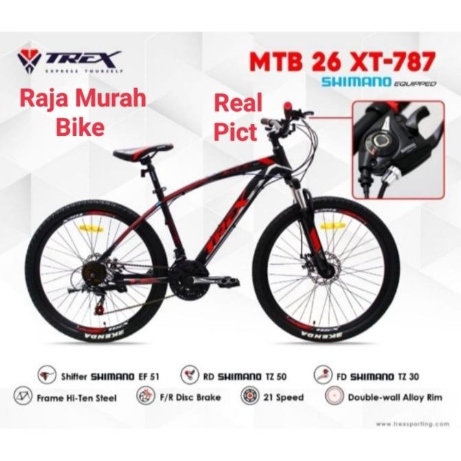 (KHUSUS GOJEK/GRAB) SEPEDA GUNUNG MTB TREX XT 787 26 INCH 3X7 SPEED FDGDF34545
