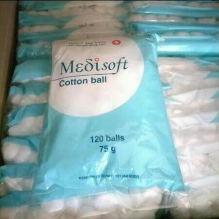 Medisoft Cotton Ball 120bals 75g / Kapas Bola Bayi