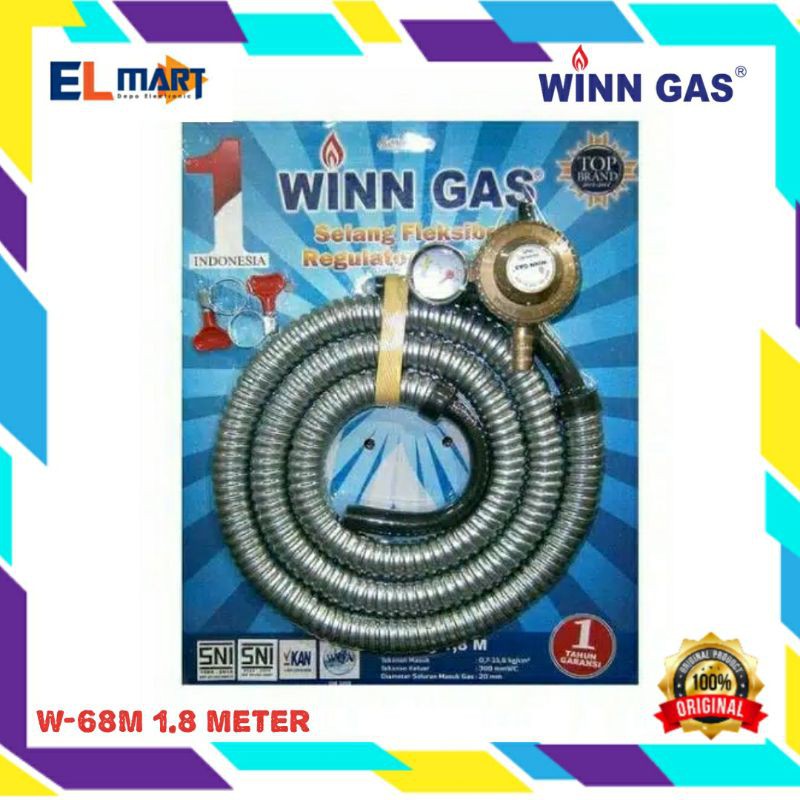 Winn Gas paket regulator dan selang fleksibel 1,8M  W 68 W68M W68 M SNI