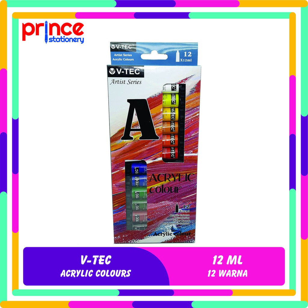 

V-TEC ACRYLIC COLOUR / CAT AKRILIK V-TEC 12 ML 12 WARNA